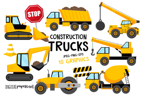Download Construction Trucks Clipart Set - Construction Collection