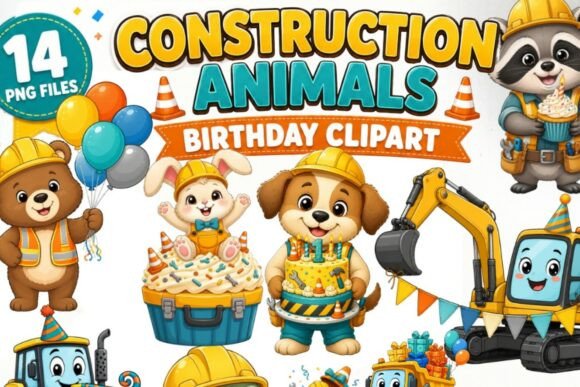 Download Construction Animals Birthday Clipart - Construction Collection