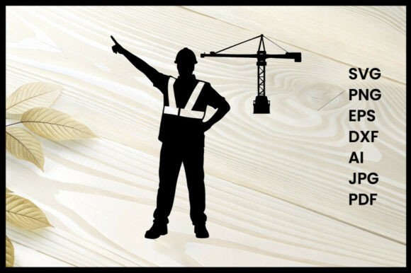 Download Construction Worker Signaling Crane - Construction Collection