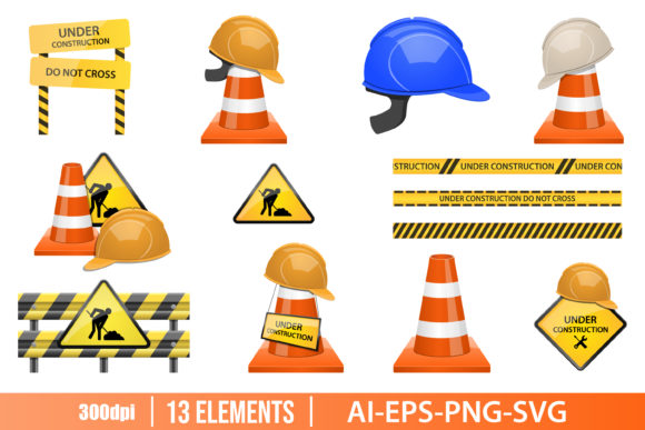 Download Under Construction Zone Clipart Set - Construction Collection