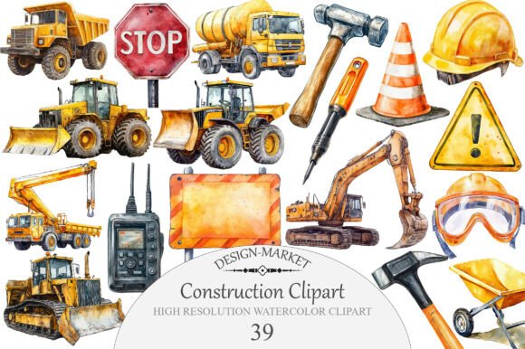 Download Construction Watercolor Clipart - Construction Collection
