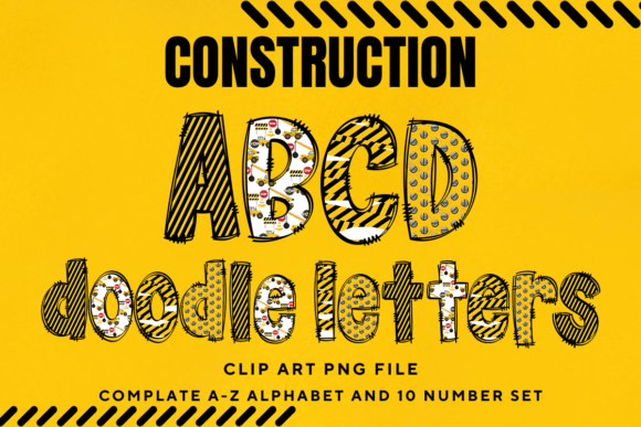Download Construction Doodle Alphabet Letters PNG - Construction Collection