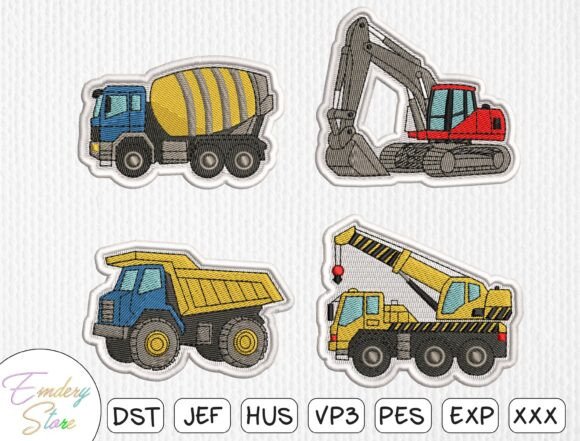 Download Construction Vehicles Embroidery Patch - Construction Collection