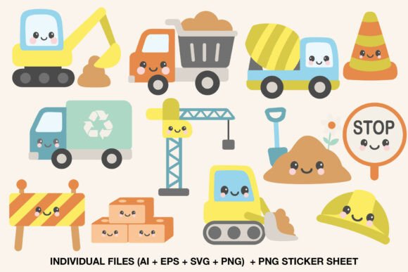 Download Cute Construction Vehicle Png Stickers - Construction Collection
